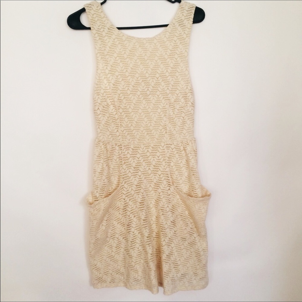 Free People Size Medium Off White Lace Mini Dress - Picture 5 of 6